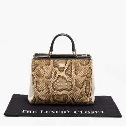 Dolce & Gabbana Tri Color Python and Leather Medium Sicily Double Zip Tote