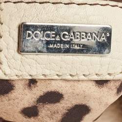 Dolce & Gabbana Cream/Beige Whipstitch Leather and Watersnake DG Charm Tote