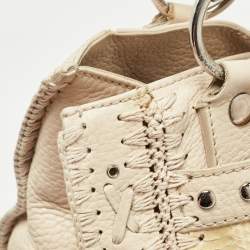 Dolce & Gabbana Cream/Beige Whipstitch Leather and Watersnake DG Charm Tote