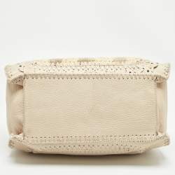 Dolce & Gabbana Cream/Beige Whipstitch Leather and Watersnake DG Charm Tote