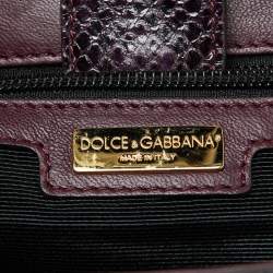 Pre Owned Dolce & Gabbana Purple Python Large Miss Sicily Top Handle Bag