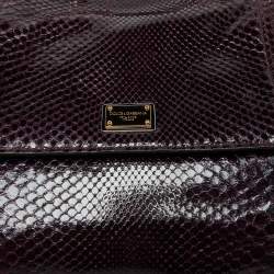 Pre Owned Dolce & Gabbana Purple Python Large Miss Sicily Top Handle Bag