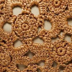 Pre Owned Dolce & Gabbana Beige/Brown Crochet Raffia and Leather Large Miss Sicily Top Handle Bag 