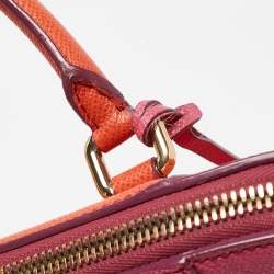 Pre Owned Dolce & Gabbana Orange/Pink Leather Small Megan Dome Satchel