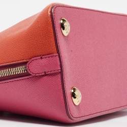 Pre Owned Dolce & Gabbana Orange/Pink Leather Small Megan Dome Satchel