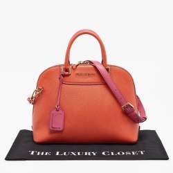 Pre Owned Dolce & Gabbana Orange/Pink Leather Small Megan Dome Satchel