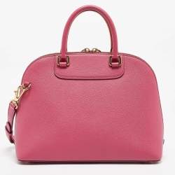 Pre Owned Dolce & Gabbana Orange/Pink Leather Small Megan Dome Satchel