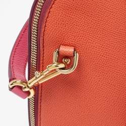 Pre Owned Dolce & Gabbana Orange/Pink Leather Small Megan Dome Satchel