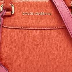 Pre Owned Dolce & Gabbana Orange/Pink Leather Small Megan Dome Satchel