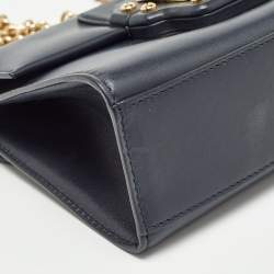 Pre Owned Dolce & Gabbana Navy Blue Leather Lucia Shoulder Bag 