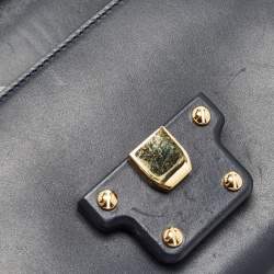 Pre Owned Dolce & Gabbana Navy Blue Leather Lucia Shoulder Bag 