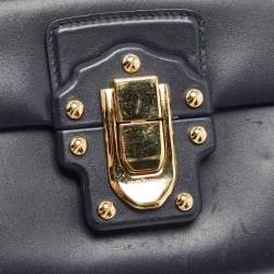 Pre Owned Dolce & Gabbana Navy Blue Leather Lucia Shoulder Bag 