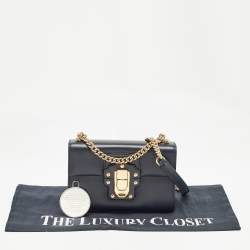 Pre Owned Dolce & Gabbana Navy Blue Leather Lucia Shoulder Bag 