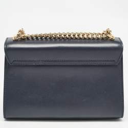Pre Owned Dolce & Gabbana Navy Blue Leather Lucia Shoulder Bag 