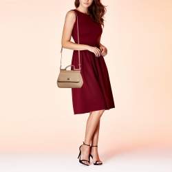Pre Owned Dolce & Gabbana Beige Leather Small Miss Sicily Top Handle Bag