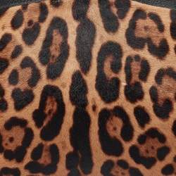 Dolce & Gabbana Beige/Leather Leopard Print Calfhair and Leather Duffel Bag