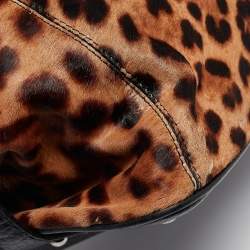 Dolce & Gabbana Beige/Leather Leopard Print Calfhair and Leather Duffel Bag