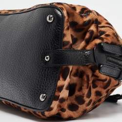 Dolce & Gabbana Beige/Leather Leopard Print Calfhair and Leather Duffel Bag
