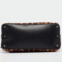 Dolce & Gabbana Beige/Leather Leopard Print Calfhair and Leather Duffel Bag