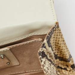 Dolce & Gabbana Cream Python DG Logo Wristlet Clutch