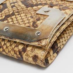 Dolce & Gabbana Cream Python DG Logo Wristlet Clutch