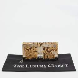 Dolce & Gabbana Cream Python DG Logo Wristlet Clutch