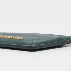 Pre Owned Dolce & Gabbana Green Leather Logo Card Holder