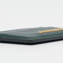 Pre Owned Dolce & Gabbana Green Leather Logo Card Holder