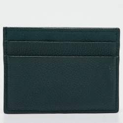 Pre Owned Dolce & Gabbana Green Leather Logo Card Holder