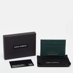 Pre Owned Dolce & Gabbana Green Leather Logo Card Holder