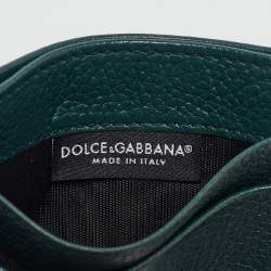 Pre Owned Dolce & Gabbana Green Leather Logo Card Holder