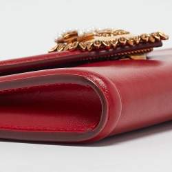 Dolce & Gabbana Red Leather Mini Devotion Crossbody Bag