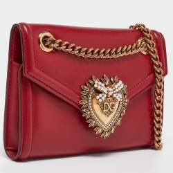Dolce & Gabbana Red Leather Mini Devotion Crossbody Bag