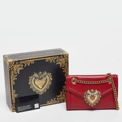 Dolce & Gabbana Red Leather Mini Devotion Crossbody Bag