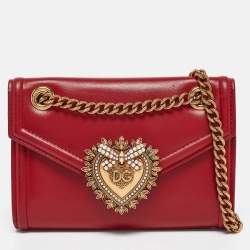 Dolce & Gabbana Red Leather Mini Devotion Crossbody Bag