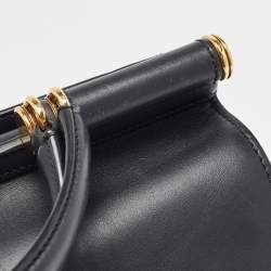 Pre Owned Dolce & Gabbana Black Leather Large Miss Sicily 58 Top Handle Bag