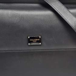 Pre Owned Dolce & Gabbana Black Leather Large Miss Sicily 58 Top Handle Bag