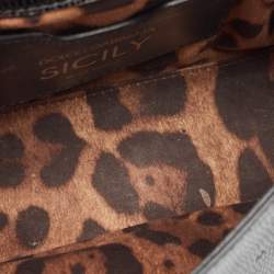 Pre Owned Dolce & Gabbana Black Lizard Embossed Leather Small Crystals DG Miss Sicily Bag