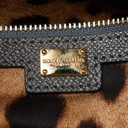 Pre Owned Dolce & Gabbana Dark Grey Leather Miss Escape Zip Tote