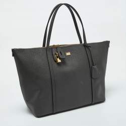 Pre Owned Dolce & Gabbana Dark Grey Leather Miss Escape Zip Tote