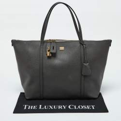 Pre Owned Dolce & Gabbana Dark Grey Leather Miss Escape Zip Tote