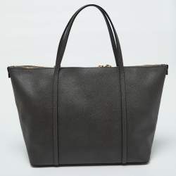 Pre Owned Dolce & Gabbana Dark Grey Leather Miss Escape Zip Tote