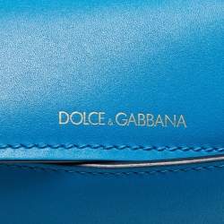 Pre Owned Dolce & Gabbana Blue Leather Medium Miss Sicily 58 Top Handle Bag