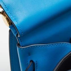 Pre Owned Dolce & Gabbana Blue Leather Medium Miss Sicily 58 Top Handle Bag