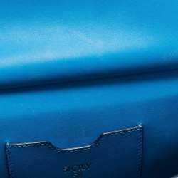 Pre Owned Dolce & Gabbana Blue Leather Medium Miss Sicily 58 Top Handle Bag