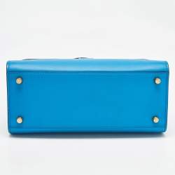 Pre Owned Dolce & Gabbana Blue Leather Medium Miss Sicily 58 Top Handle Bag