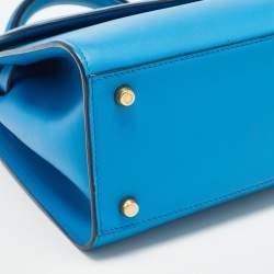 Pre Owned Dolce & Gabbana Blue Leather Medium Miss Sicily 58 Top Handle Bag