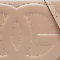 Pre Owned Dolce & Gabbana Beige Leather DG Logo Crossbody Bag