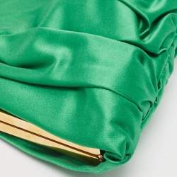 Pre Owned Dolce & Gabbana Green Pleated Satin Miss Lady Frame Clutch