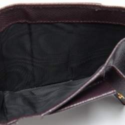 Pre Owned Dolce & Gabbana Burgundy Leather DG Crystals Trifold Wallet
